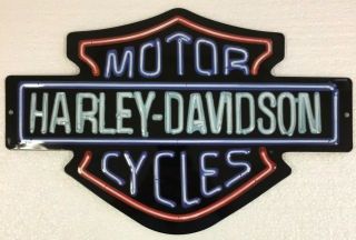 Ande Rooney Harley Davidson " Neon Lights " Tin Hd Motorcycle Garage Man Cave Sign