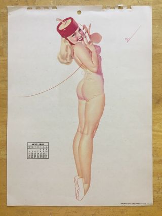 Vintage George Petty Pinup Girl Calendar Page July 1948