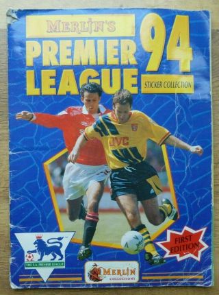 Merlin Premier League 94 Sticker Album - 100 Complete Average