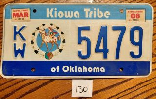 (130) Oklahoma Tribal Indian License Plate Tag - Kiowa Tribe