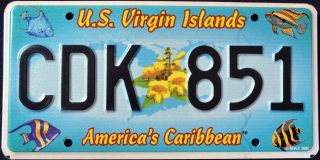 Us Virgin Islands " St.  Croix Caribbean Wildlife Fish " Specialty License Plate