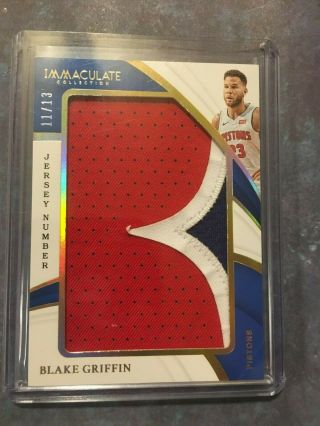 2018 - 19 Immaculate Blake Griffin Jumbo Jersey Number Game Worn Patch 