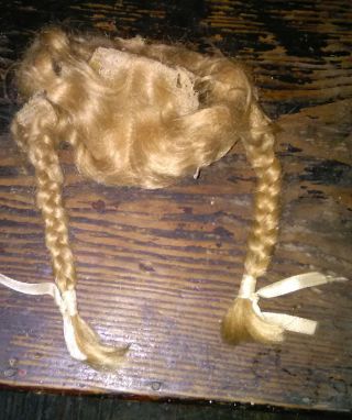 Vintage Blonde Mohair Doll Wig Braids Doll Hospital