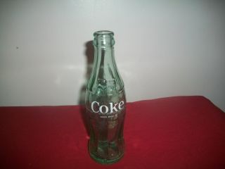 Vintage Green Coca - Cola Bottle 6 1/2 Oz - Morgantown Wv White Pyro Bottle