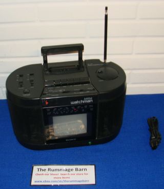 Vintage Sony Fd - 555 Mega Watchman B & W Television Tv Cassette Player Radio