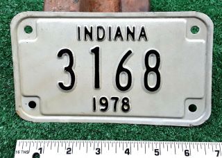 Indiana - 1978 Motorcycle License Plate - Low Number