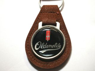 Oldsmobile Keychain,  Suede Leather Key Chain,  (1) K/c,  Color Brown