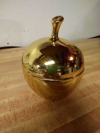 Avon Vintage Collectible Golden Apple Candle Holder (empty)