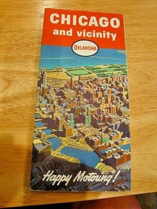 Vintage 1959 Oklahoma Oil Co.  Chicago,  Illinois And Vicinity Street Map