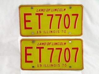 Illinois 1970 License Plate Matching Pair Il.  Plate Et 7707