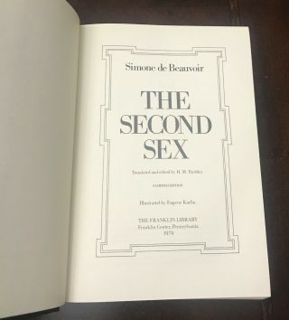 Franklin Library - Second Sex by Simone De Beauvoir.  SIGNED Leather 3