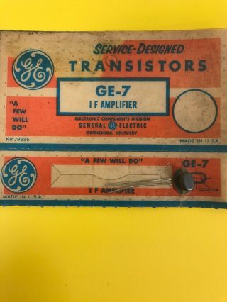 One (1) Nos General Electric Ge - 7 Npn Germanium Transistor