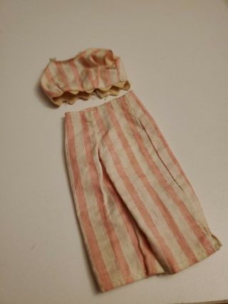 Vintage Clothes For 10 " Vogue Jill Doll Pink Striped Pants Outfit Midriff Blouse