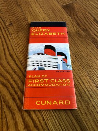 Rms Queen Elizabeth Color - Coded First - Class Deck Plan / Cunard White Star