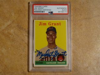 Jim Mudcat Grant 1958 Topps Signed Autographed Rookie Card 394 Indians Psa