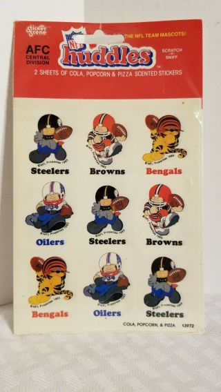 VINTAGE NFL STICKERS FOOTBALL SCRATCH N SNIFF BENGALS BROWNS OILERS STEELERS ' 83 3