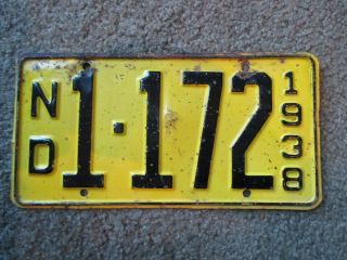 1938 North Dakota Vehicle License Plate 1 - 172