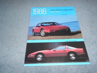 1986 Gm General Motors Of Canada Product Review Brochure Fiero Corvette