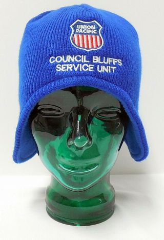 Union Pacific Up Railroad Council Bluffs Service Winter Knit Stocking Cap Hat