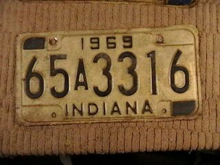 Indiana 1969 License Plate 65a3316 Posey County White & Black