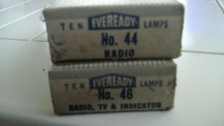 2 Boxes Vintage Eveready Miniture Lamps 44 46 Radio Tv& Indicator Old. 2