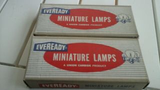 2 Boxes Vintage Eveready Miniture Lamps 44 46 Radio Tv& Indicator Old. 3