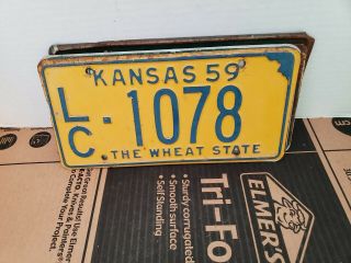 Vintage 1959 Kansas Wheat State License Plate Car Tag Lc Lincoln County 1078
