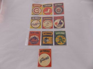 Vintage Set Of 10 Major League Baseball Fleer Cloth Stickers - Circa Early 70 