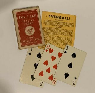 Vintage Svengalli Magic Trick Game Deck Fox Lake Playing Cards Hi - Hat Magic Co.