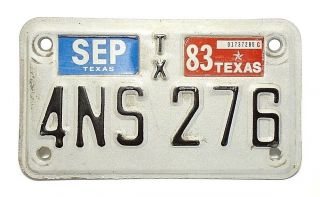 Texas Motorcycle License Plate.  1980 
