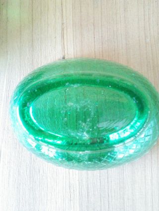 Vintage Small Green Hen On Nest Covered Dish/ Trinket Holder.