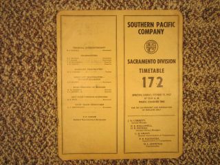 Sp,  Southern Pacific Sacramento Division Employee Timetable No.  172,  1947