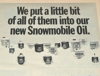 Texaco Snowmobile Oil 1971 Vintage Print Ad Snow Machine Lubrication Cans Bottle