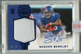 Saquon Barkley 2018 Plates & Patches Rc Auto Patch Blue D 33/50 Sp Giants