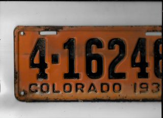 Colorado Passenger 1933 License Plate " 4 - 16246 "