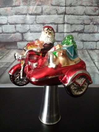 2001 Harley Davidson Christmas Tree Topper Santa Sidecar Motorcycle Decoration