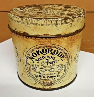Vintage Nokorode Soldering Paste In Tin The Mw Dunton Co Half Full 16oz