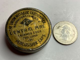 Vintage Umc Primers Tin,  F.  C.  Central Fire,  Brass,  Percussion