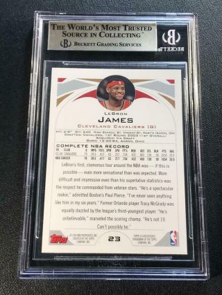 LEBRON JAMES 2004 TOPPS 23 SECOND YEAR CARD BGS 9.  5 CAVALIERS LAKERS NBA 2
