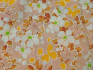 1 Yard Vintage 37 " Wide Cotton Quilt Fabric Mocha Brown Golden Yellow Floral