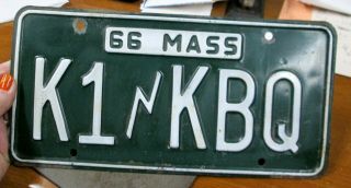 1966 Massachusetts Ham Radio Vanity License Plate Tag K1 Kbq