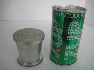 Vtg Camping / Glamping Folding Aluminum Drink Cup Mountain And Canoeing Scene