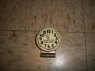 Vintage Kiddie Clock Dime Bank Tin Candy Container J.  C.  Crosetti Jeannette Pa