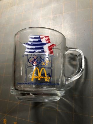 1984 Mcdonalds L.  A.  Olympics Mug Vintage Anchor Hocking Glass Coffee Cup