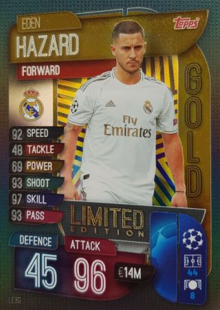 Match Attax 2019/20 Limited Edition Eden Hazard Real Madrid Gold Le3g