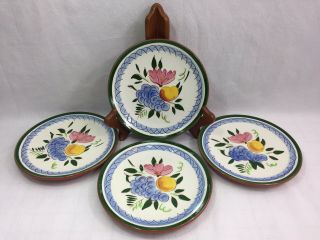 Vintage Stangl Pottery Fruit And Flowers Set 4 Bread Sandwich 6” Plates