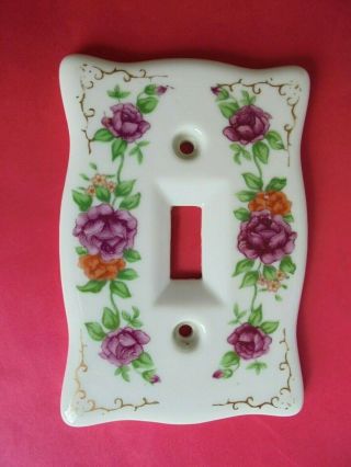 Vintage Porcelain With Floral Design Light Switch Wall Plate