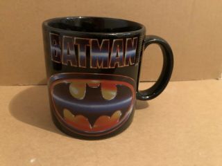 Vintage 1989 Batman Dc Comics Black Coffee Mug - By Applause,  Inc.