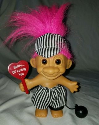 Vintage Russ Troll 5  " Guilty Of Loving You " Valentine.  Ball - N - Chain