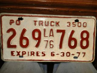 Vintage Louisiana Truck License Plate 1977
